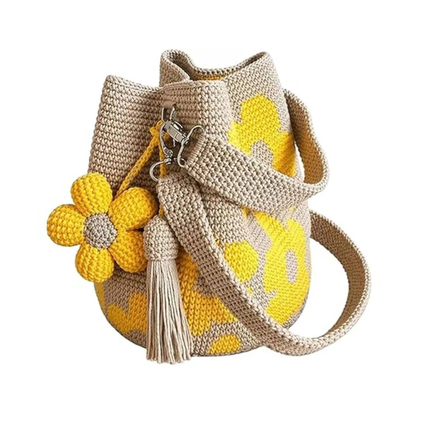 Handmade Crochet Flower Shoulder Bag