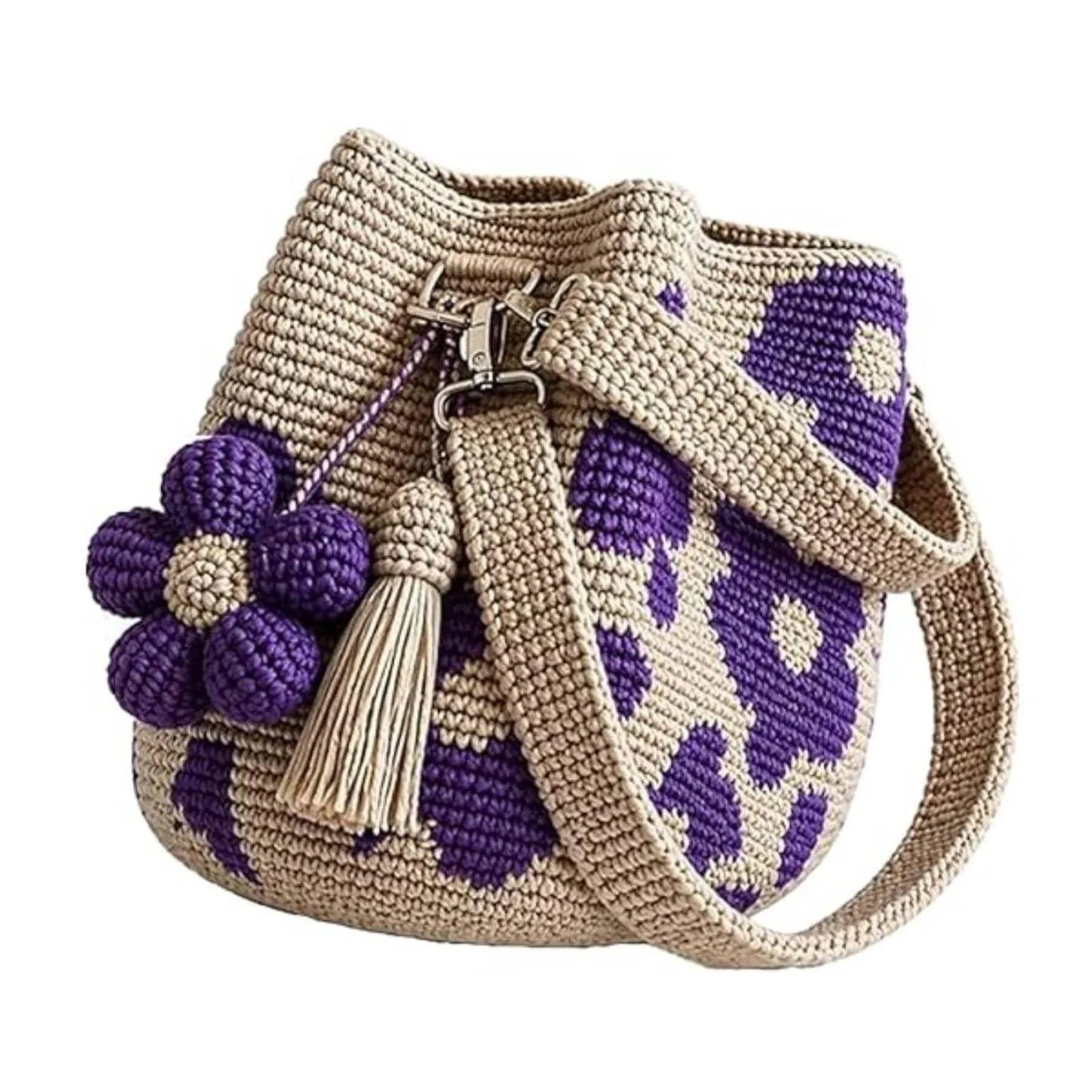 Handmade Crochet Flower Shoulder Bag